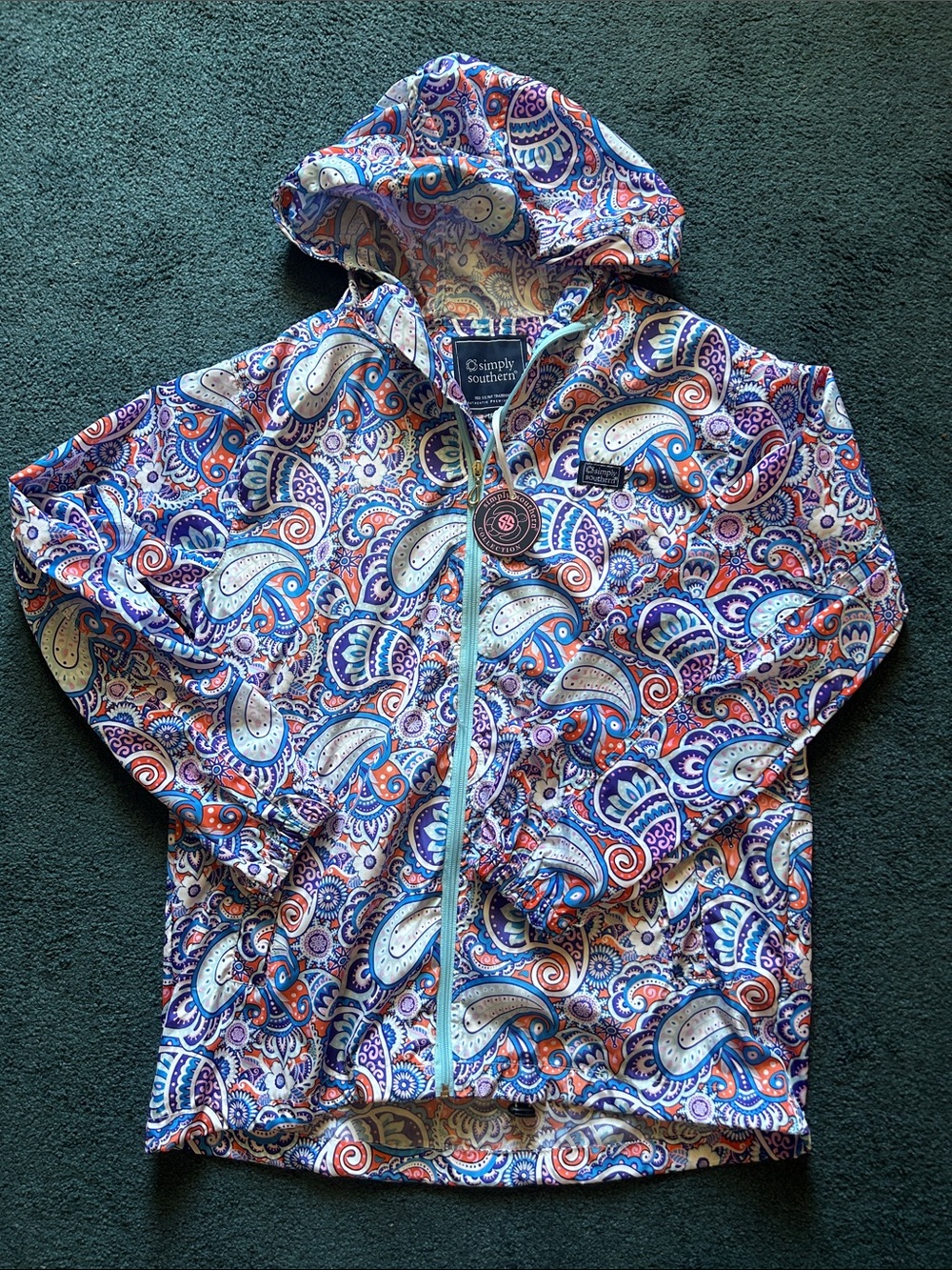 Simply Southern Paisley Zip Hoodie - Blue Orange Purple